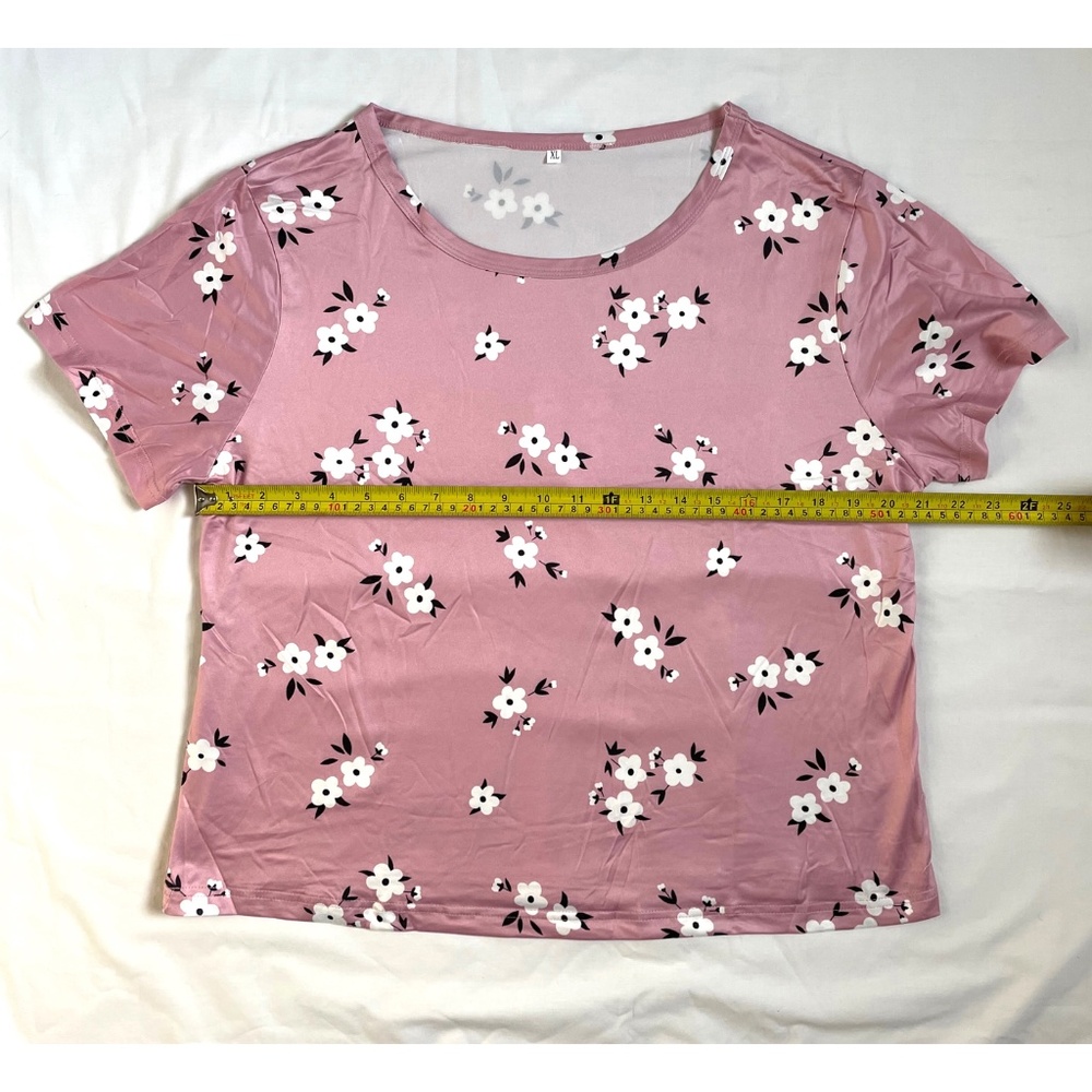 Pajama Set Soft Comfortable Short Sleeve Top & Pants Cute Floral XL - Picture 5 of 9